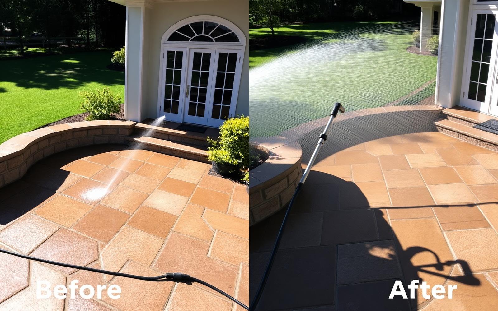Pressure washing before and after